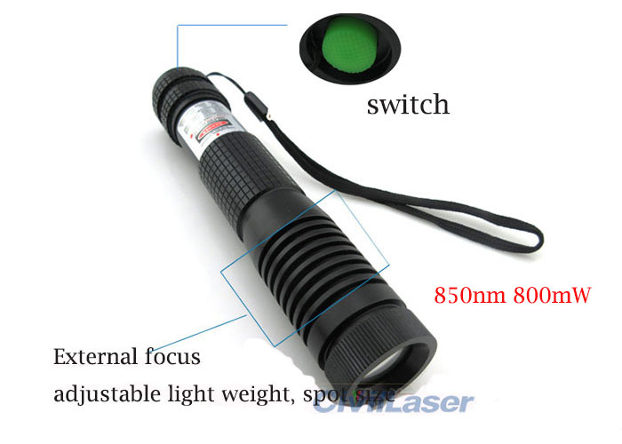 Infrared Night Vision Lighting 850nm 800mw Infrared Adjustable Laser Module Dot High Power Laser Flashlight
